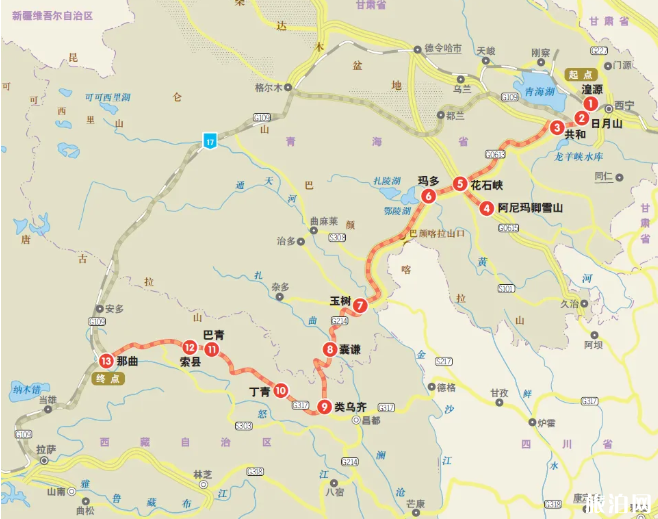 唐蕃古道路线图内容及景点介绍