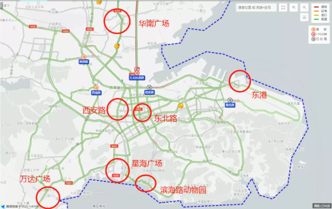 2020国庆大连拥堵路段及大型商圈拥堵情况