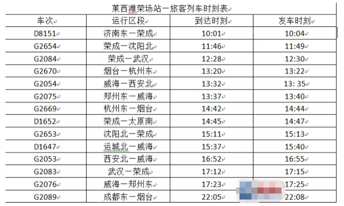 2020潍莱高铁什么时候通车-列车时刻表