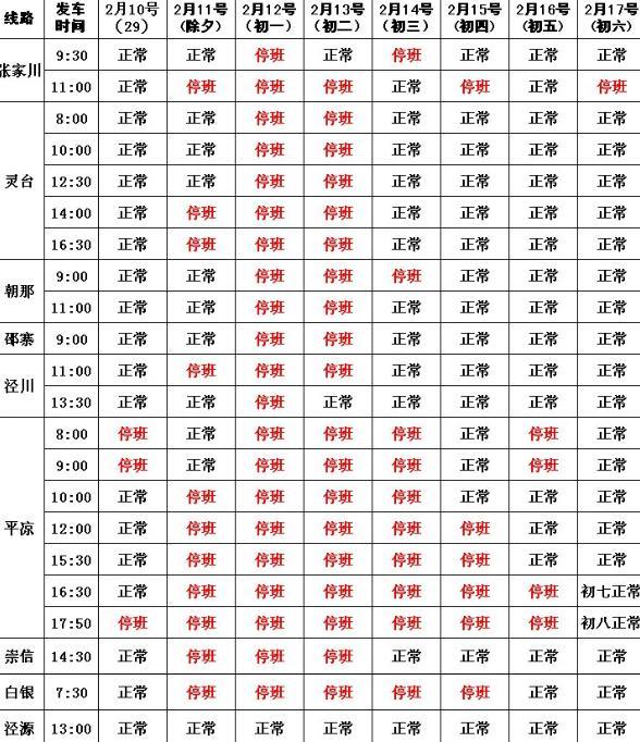 2021西安城西客运站春节班次时刻表 城南客运站春节班次时刻表