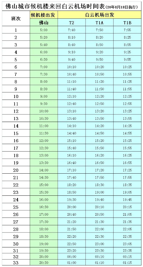 2020佛山机场大巴时刻表最新 桂城候机楼恢复营业